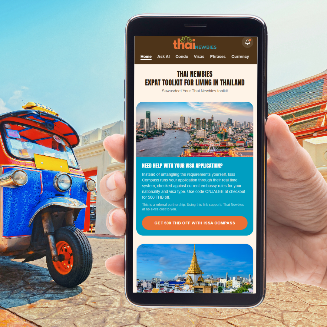 The Thai Newbies toolkit app open on a phone
